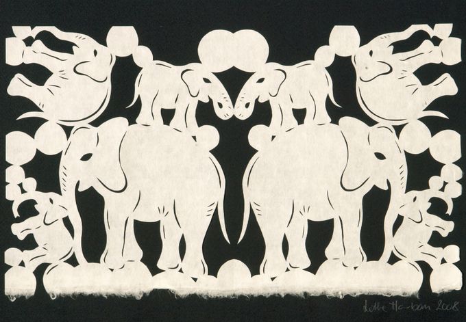 Elefanter på sort baggrund